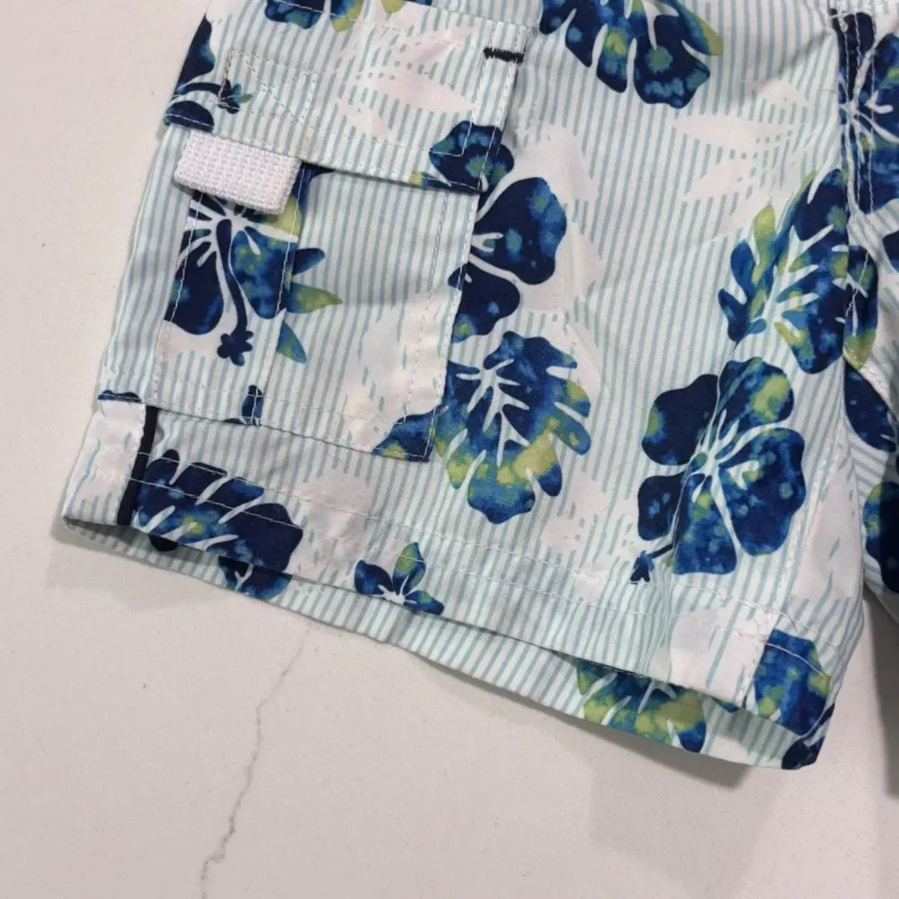 Carter’s Infant Boys Blue Tropical Floral Swim Shorts Trunks 9 Months Hawaiian